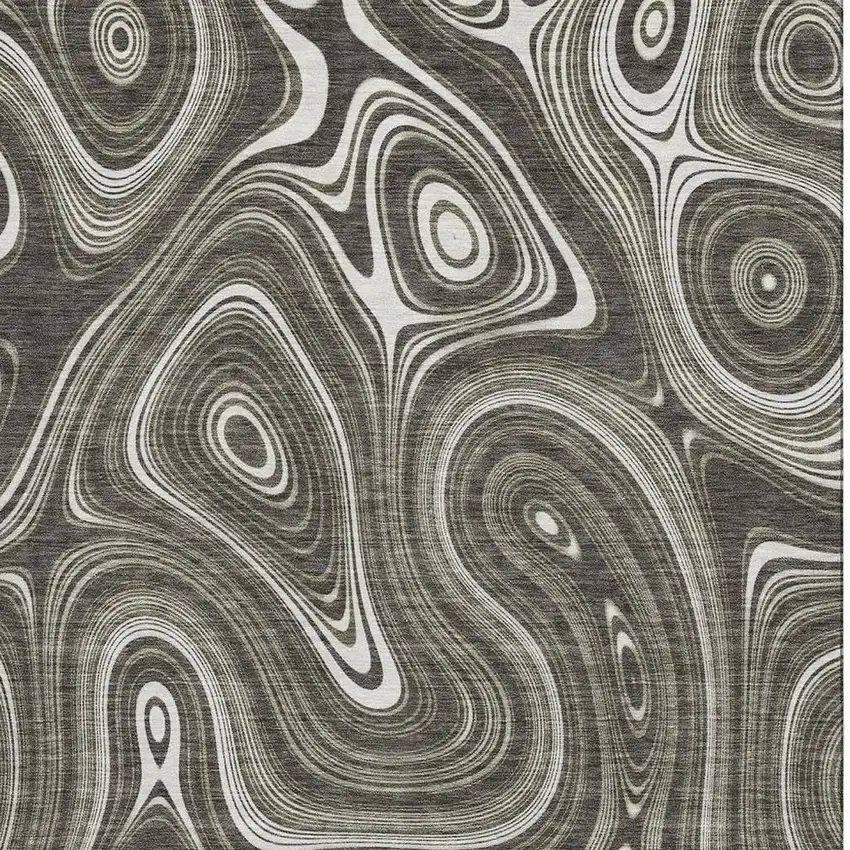 Gray And Silver Geometric Washable Area Rug With UV Protection Photo 4