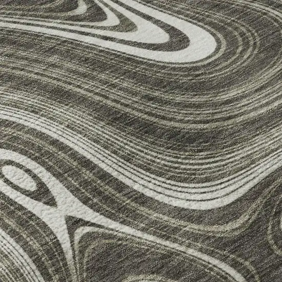 Gray And Silver Geometric Washable Area Rug With UV Protection Photo 8