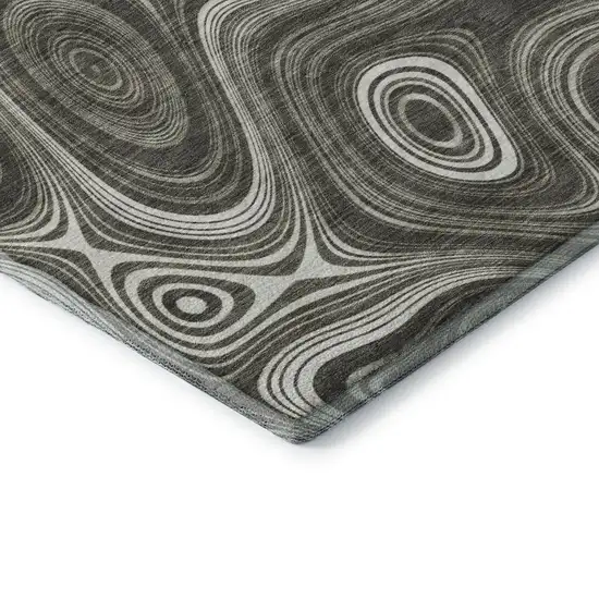 Gray And Silver Geometric Washable Area Rug With UV Protection Photo 7