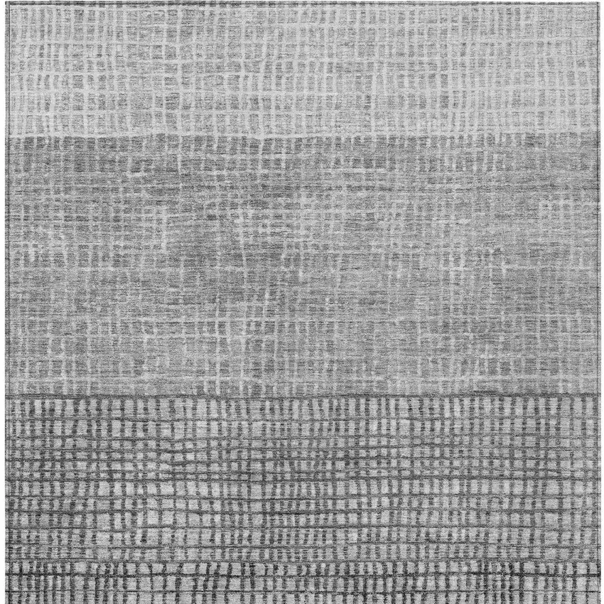 Gray And Silver Geometric Washable Indoor Outdoor Area Rug Photo 7