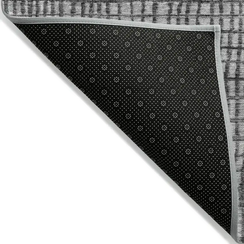 Gray And Silver Geometric Washable Indoor Outdoor Area Rug Photo 8