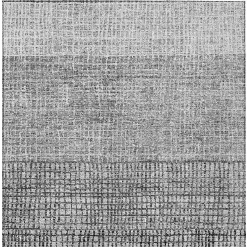 Gray And Silver Geometric Washable Indoor Outdoor Area Rug Photo 4