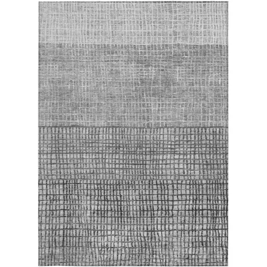 Gray And Silver Geometric Washable Indoor Outdoor Area Rug Photo 3