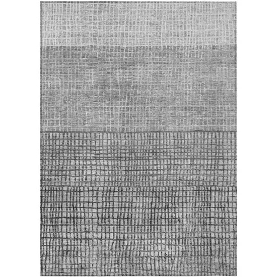 Gray And Silver Geometric Washable Indoor Outdoor Area Rug Photo 1