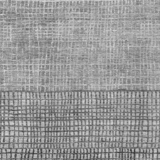 Gray And Silver Geometric Washable Indoor Outdoor Area Rug Photo 4