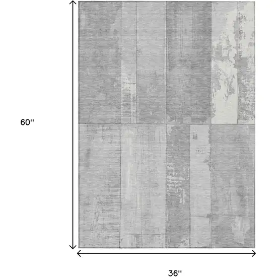 Gray And Silver Geometric Washable Indoor Outdoor Area Rug Photo 9