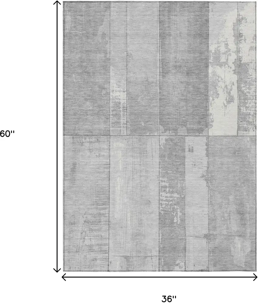 Gray And Silver Geometric Washable Indoor Outdoor Area Rug Photo 9