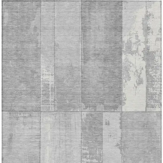 Gray And Silver Geometric Washable Indoor Outdoor Area Rug Photo 4
