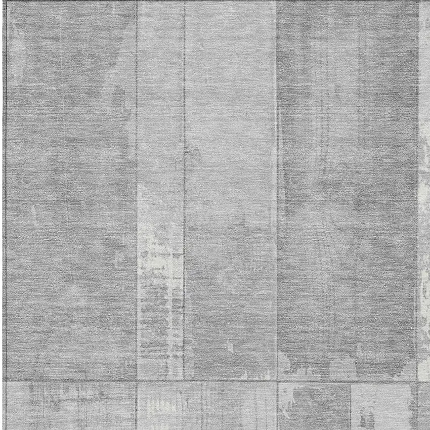 Gray And Silver Geometric Washable Indoor Outdoor Area Rug Photo 4