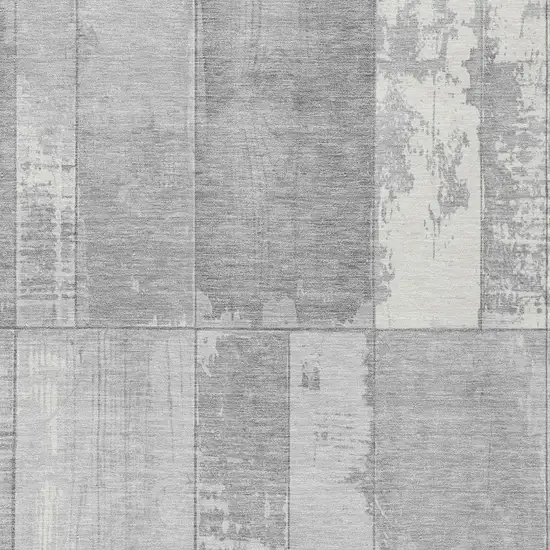 Gray And Silver Geometric Washable Indoor Outdoor Area Rug Photo 6