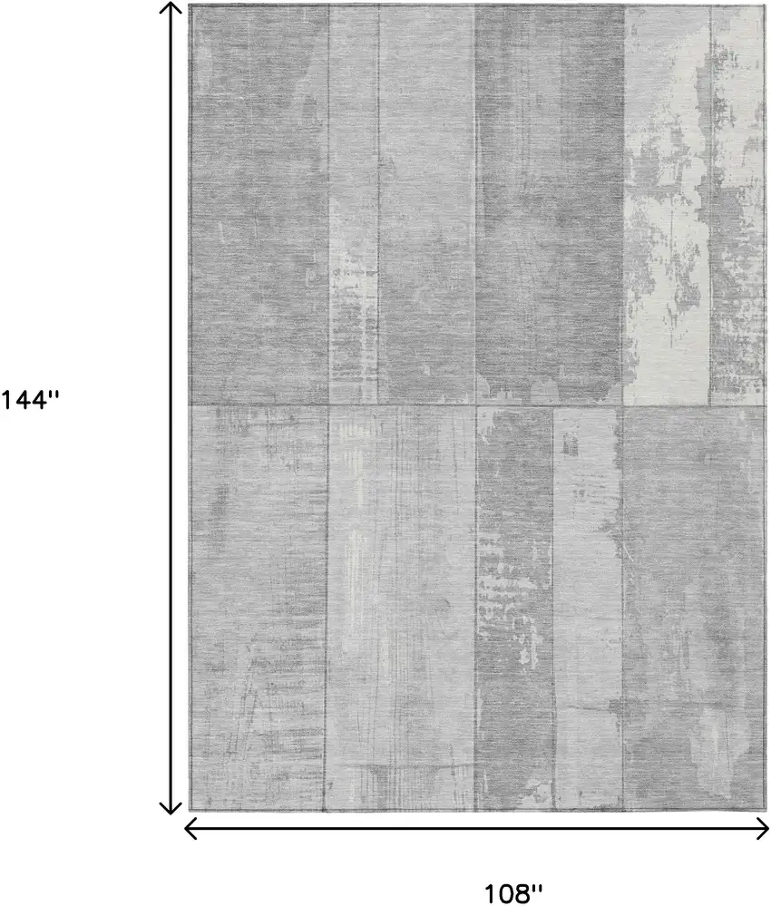 Gray And Silver Geometric Washable Indoor Outdoor Area Rug Photo 9
