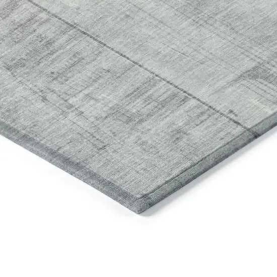 Gray And Silver Geometric Washable Indoor Outdoor Area Rug Photo 9