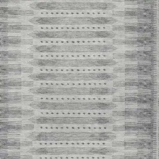 Gray And Silver Geometric Washable Indoor Outdoor Area Rug Photo 3