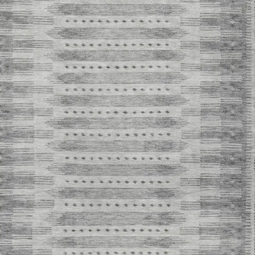Gray And Silver Geometric Washable Indoor Outdoor Area Rug Photo 3