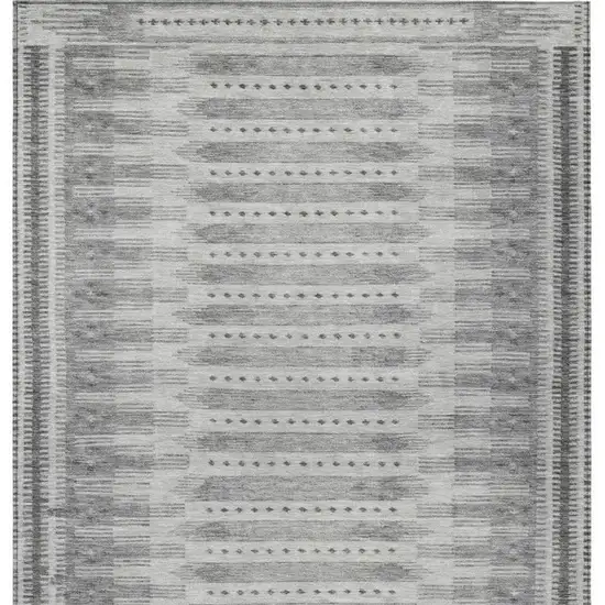Gray And Silver Geometric Washable Indoor Outdoor Area Rug Photo 3