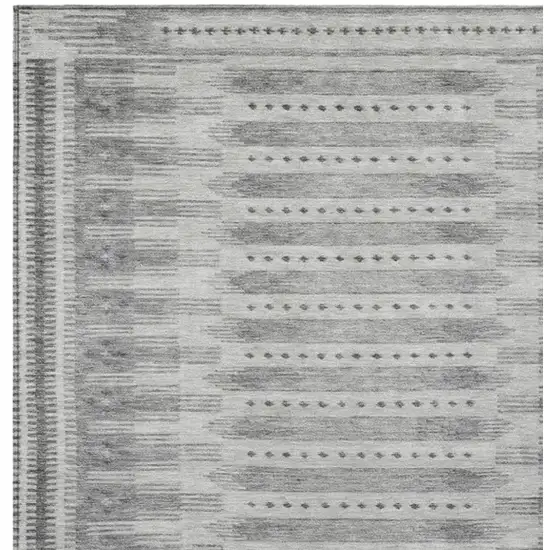 Gray And Silver Geometric Washable Indoor Outdoor Area Rug Photo 8