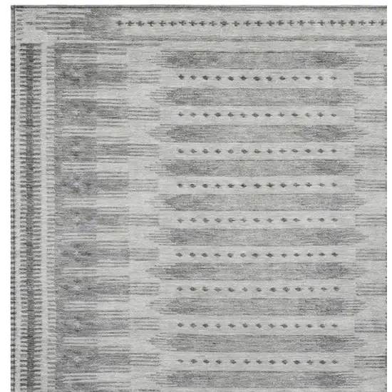 Gray And Silver Geometric Washable Indoor Outdoor Area Rug Photo 9