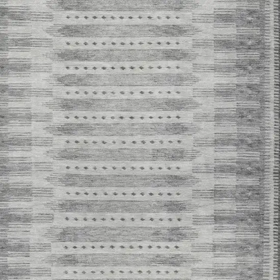 Gray And Silver Geometric Washable Indoor Outdoor Area Rug Photo 3