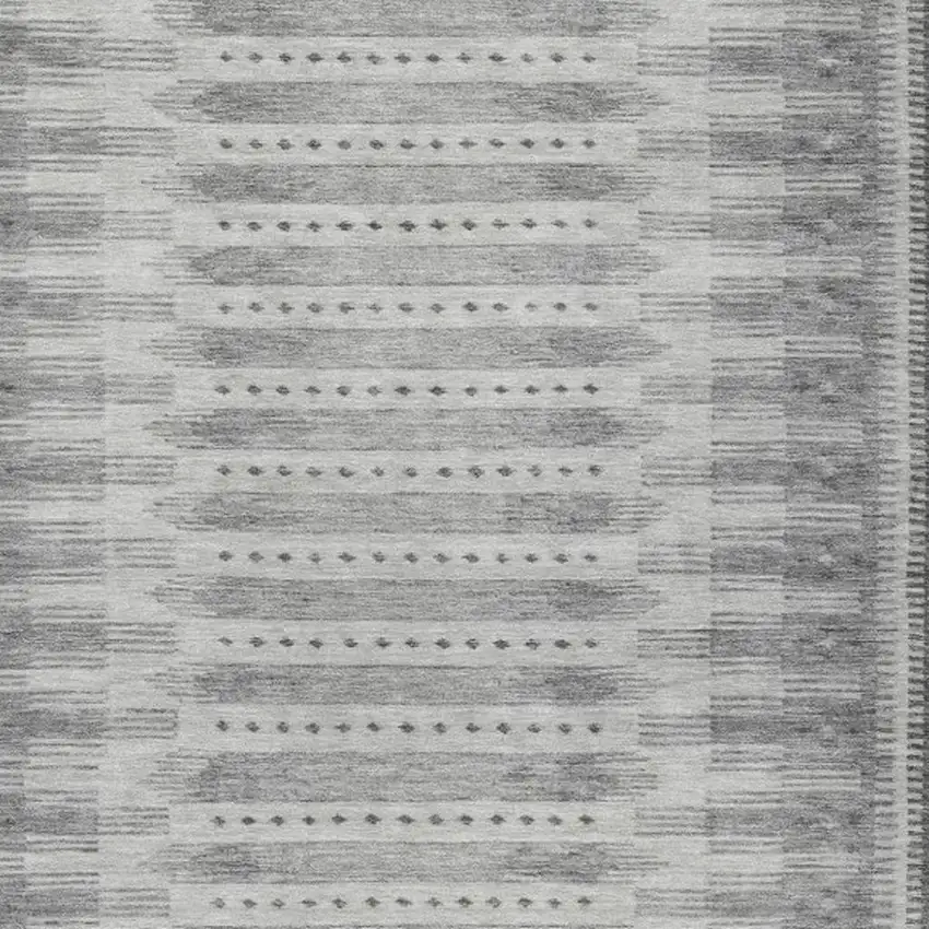 Gray And Silver Geometric Washable Indoor Outdoor Area Rug Photo 3