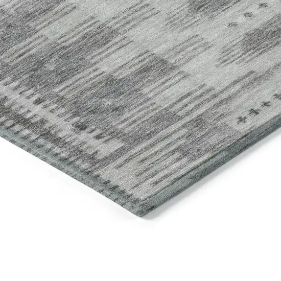 Gray And Silver Geometric Washable Indoor Outdoor Area Rug Photo 9