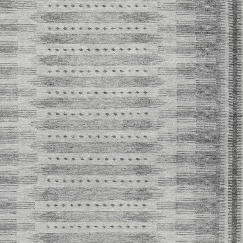 Gray And Silver Geometric Washable Indoor Outdoor Area Rug Photo 3