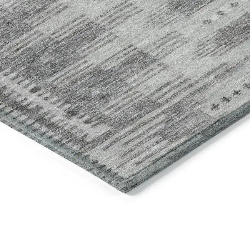 Gray And Silver Geometric Washable Indoor Outdoor Area Rug Photo 9