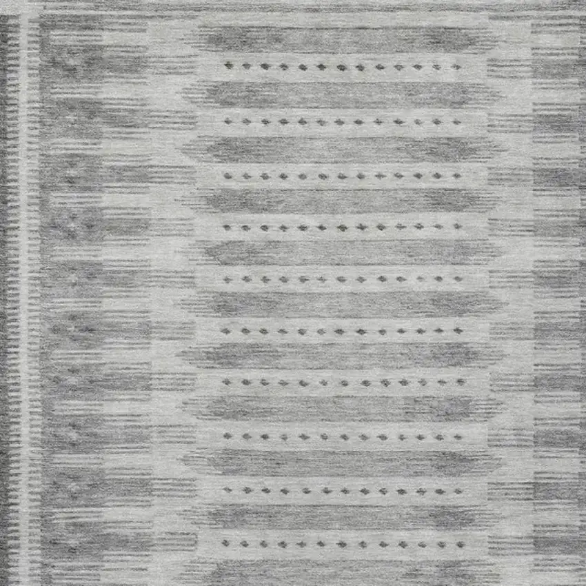 Gray And Silver Geometric Washable Indoor Outdoor Area Rug Photo 3