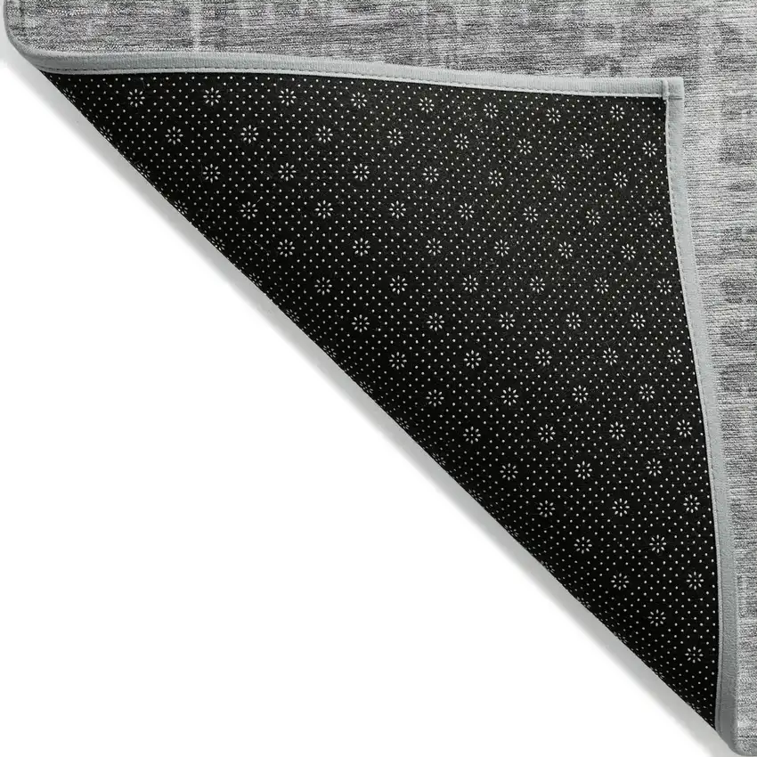 Gray And Silver Geometric Washable Indoor Outdoor Area Rug Photo 7