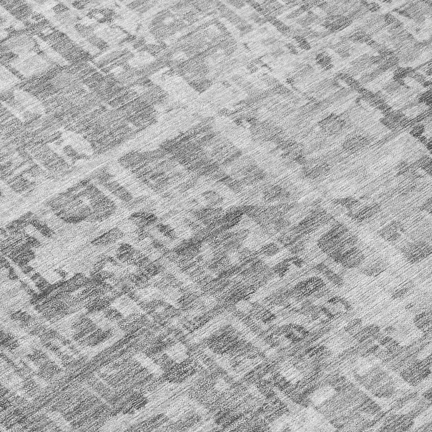 Gray And Silver Geometric Washable Indoor Outdoor Area Rug Photo 8