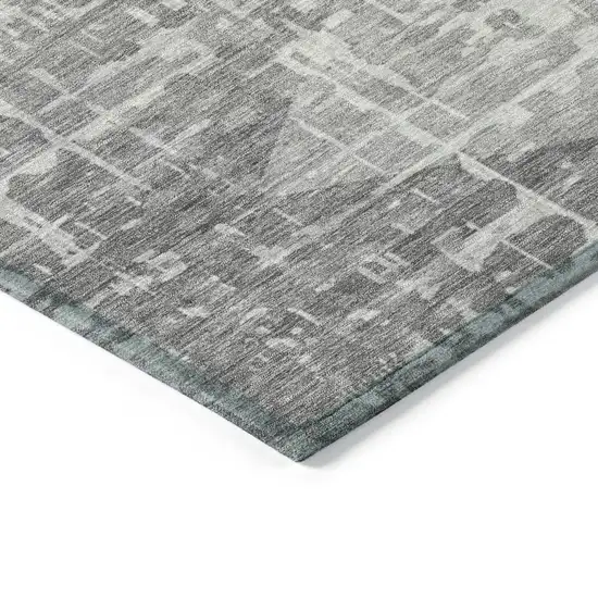 Gray And Silver Geometric Washable Indoor Outdoor Area Rug Photo 9