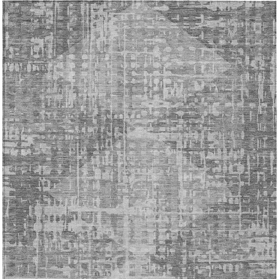 Gray And Silver Geometric Washable Indoor Outdoor Area Rug Photo 4