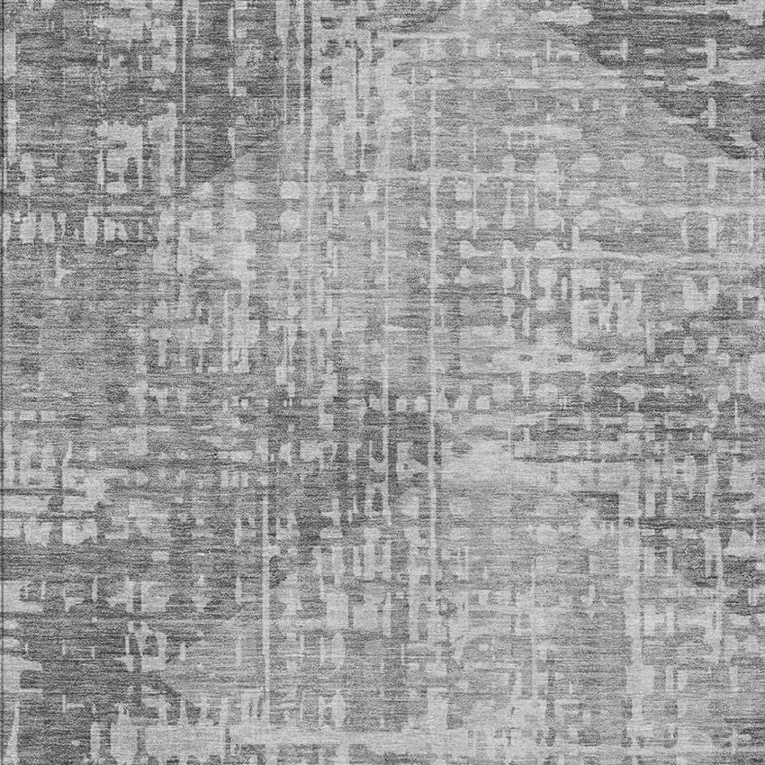Gray And Silver Geometric Washable Indoor Outdoor Area Rug Photo 6