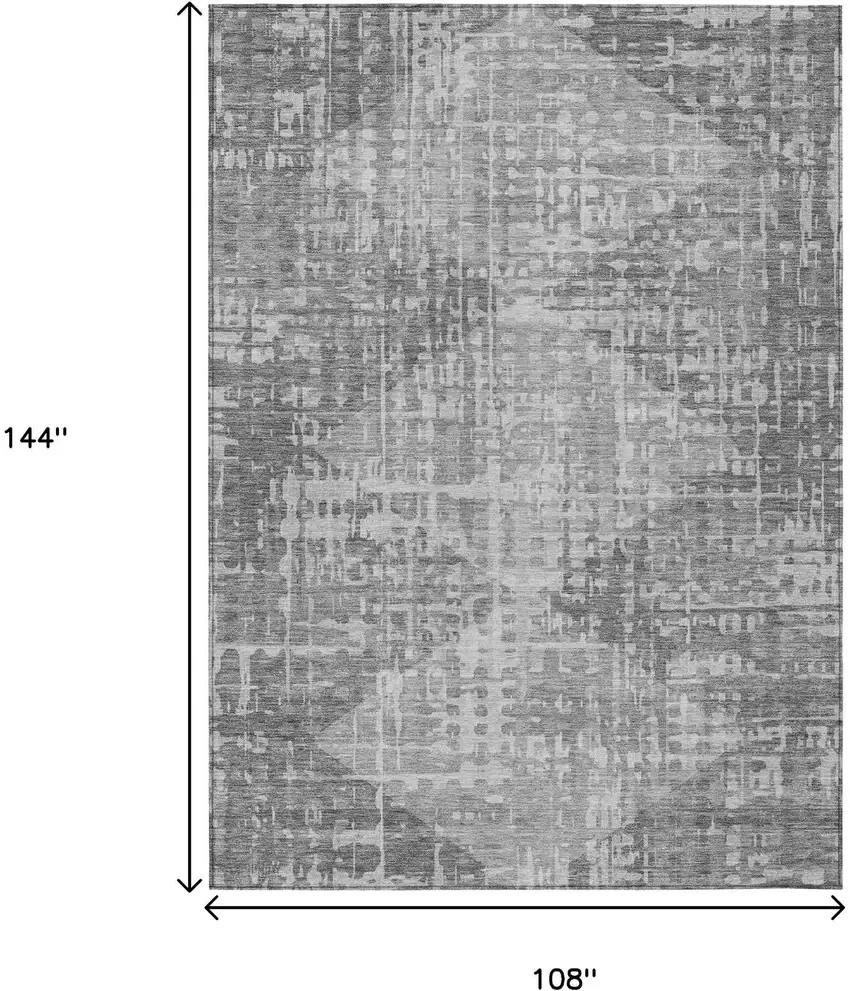 Gray And Silver Geometric Washable Indoor Outdoor Area Rug Photo 9