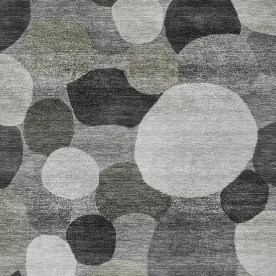 Gray And Silver Geometric Washable Indoor Outdoor Area Rug Photo 2