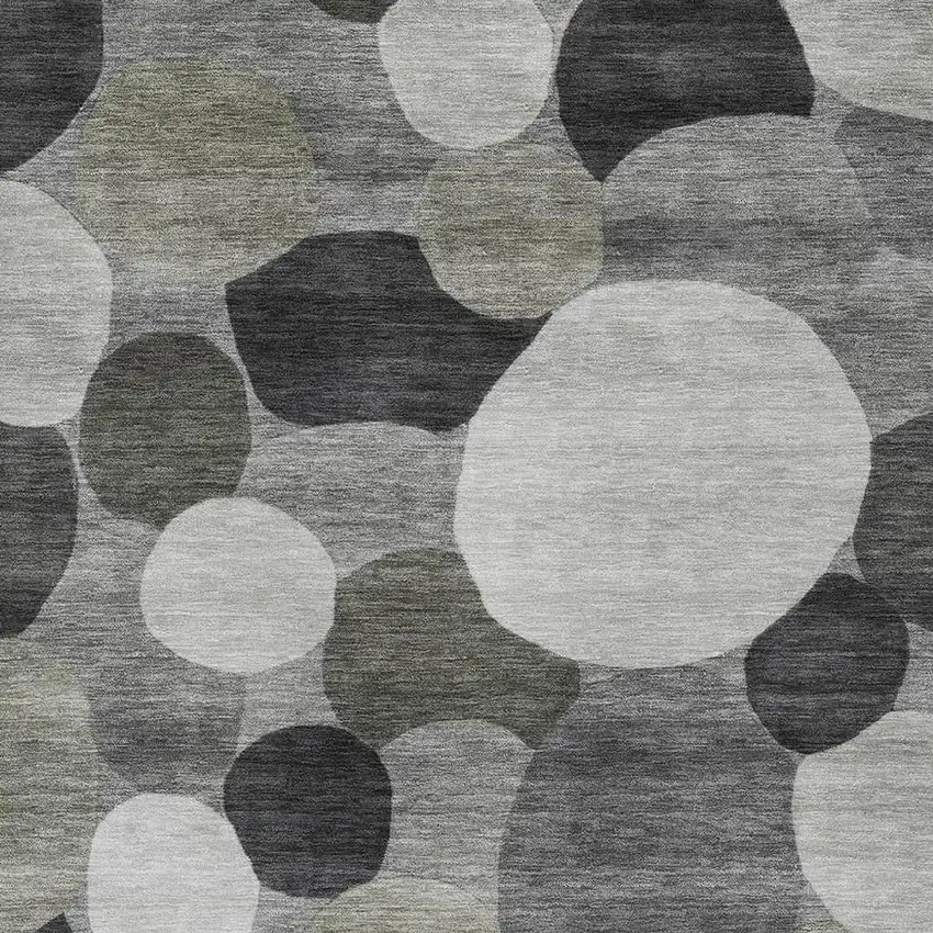 Gray And Silver Geometric Washable Indoor Outdoor Area Rug Photo 2