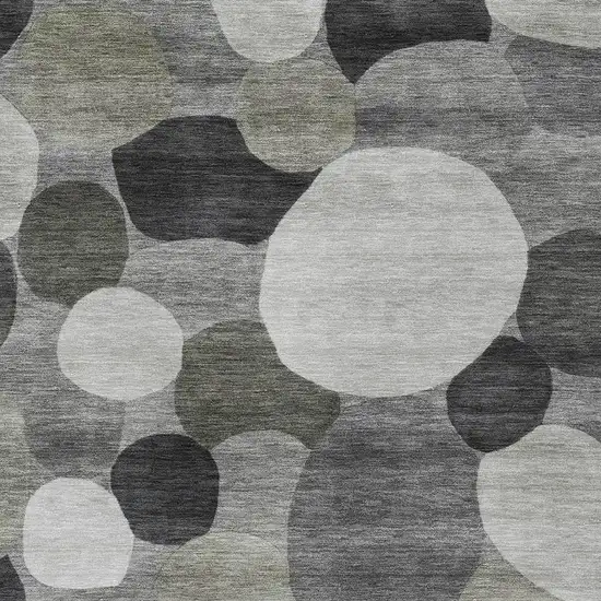 Gray And Silver Geometric Washable Indoor Outdoor Area Rug Photo 2