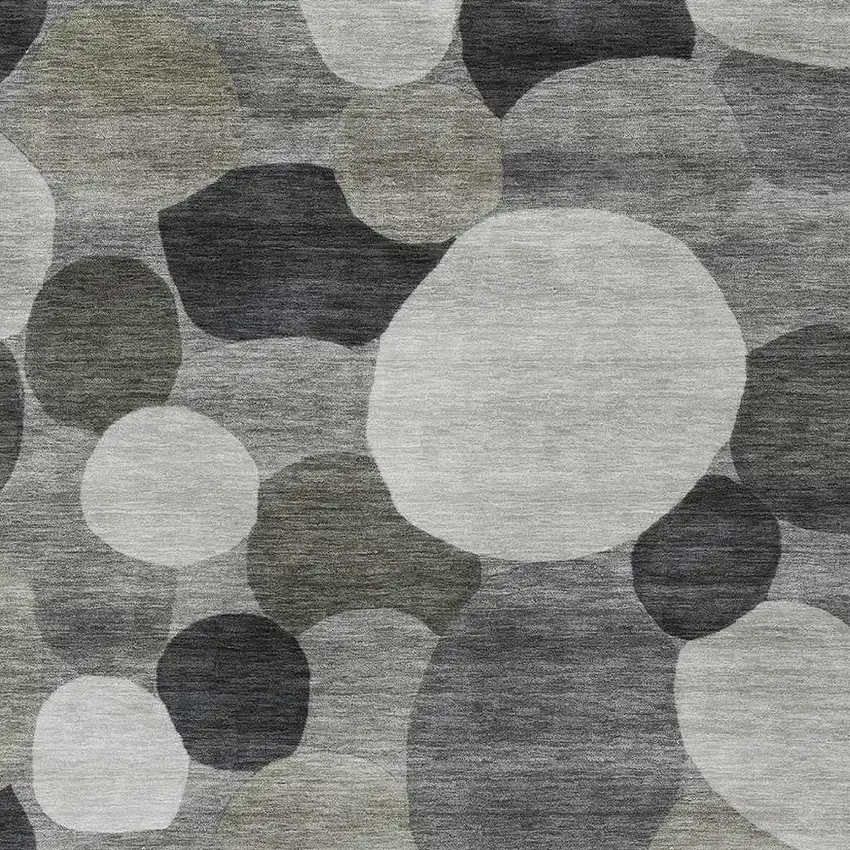 Gray And Silver Geometric Washable Indoor Outdoor Area Rug Photo 2