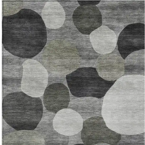 Gray And Silver Geometric Washable Indoor Outdoor Area Rug Photo 2