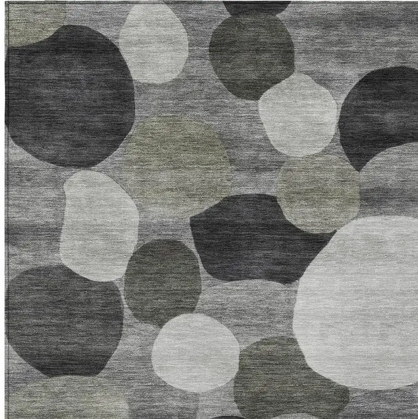 Gray And Silver Geometric Washable Indoor Outdoor Area Rug Photo 2