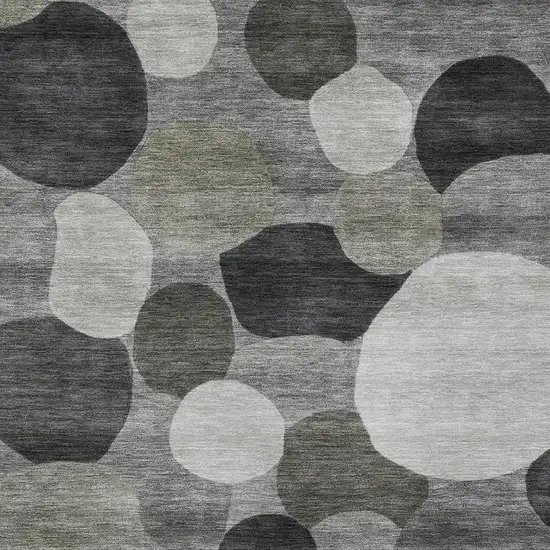 Gray And Silver Geometric Washable Indoor Outdoor Area Rug Photo 2