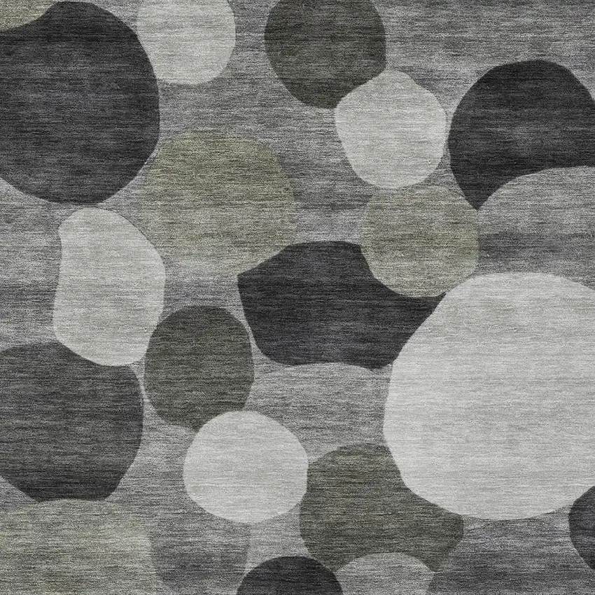 Gray And Silver Geometric Washable Indoor Outdoor Area Rug Photo 2