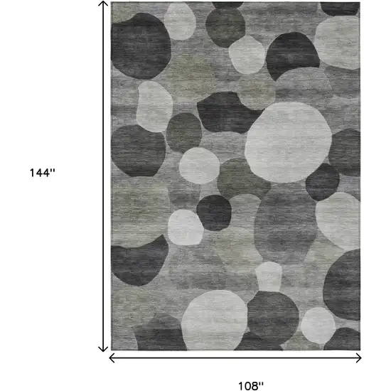 Gray And Silver Geometric Washable Indoor Outdoor Area Rug Photo 7