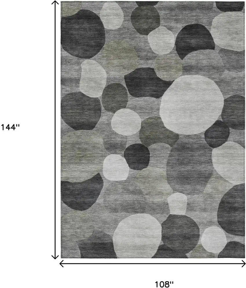 Gray And Silver Geometric Washable Indoor Outdoor Area Rug Photo 7