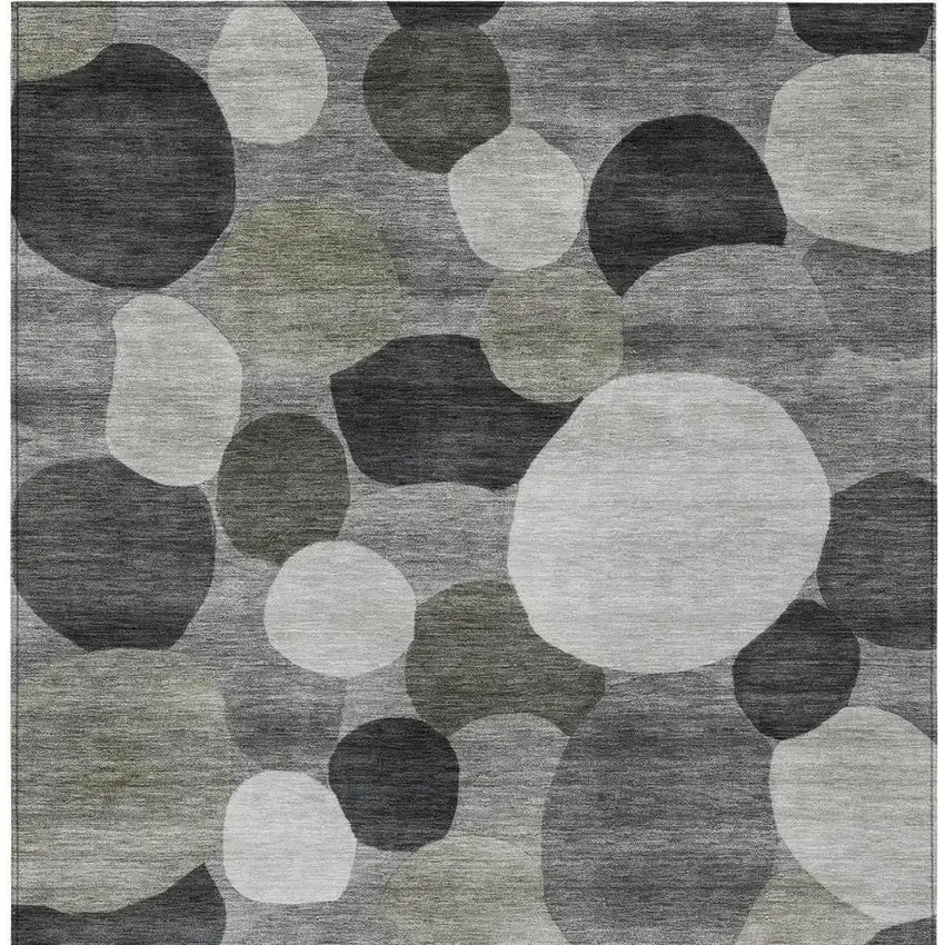 Gray And Silver Geometric Washable Indoor Outdoor Area Rug Photo 3