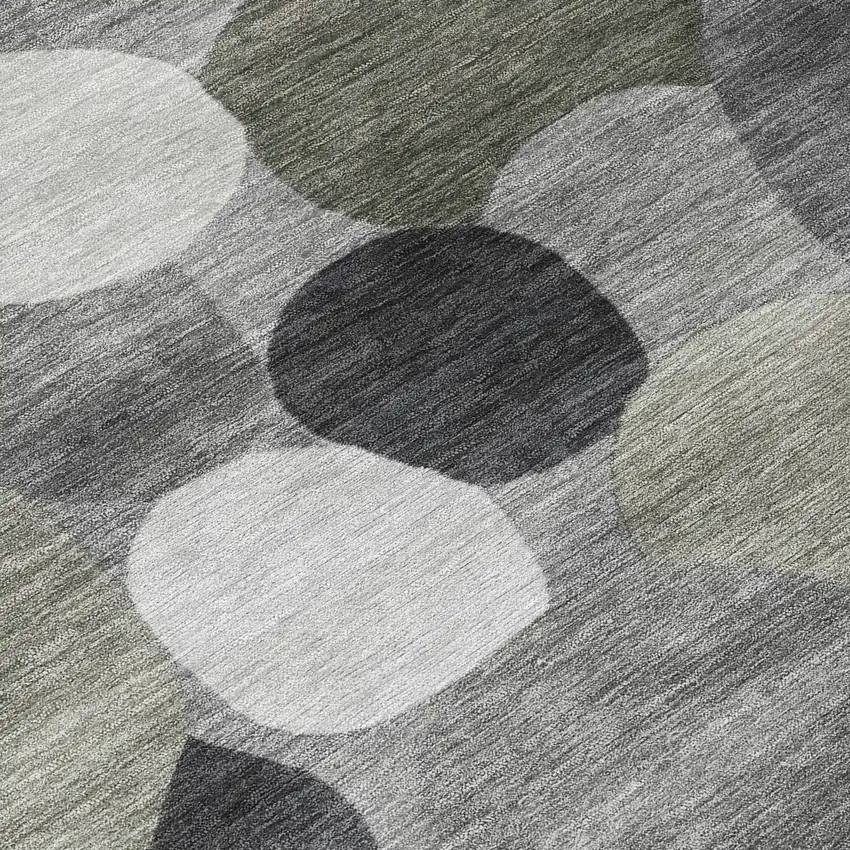 Gray And Silver Geometric Washable Indoor Outdoor Area Rug Photo 6