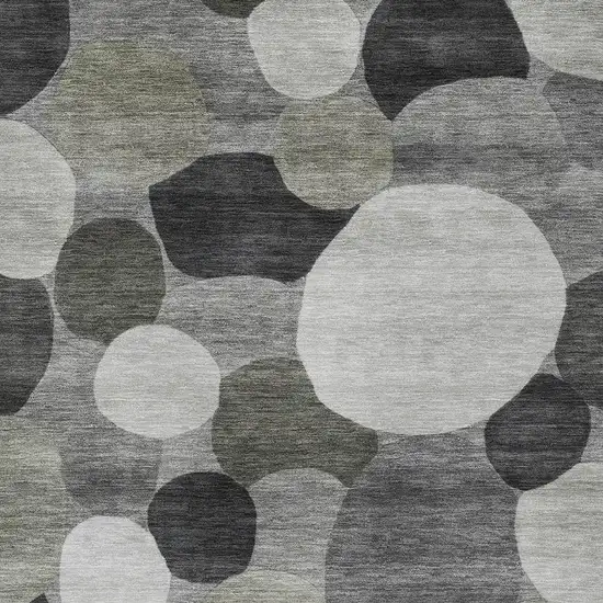 Gray And Silver Geometric Washable Indoor Outdoor Area Rug Photo 2