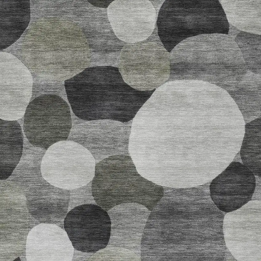 Gray And Silver Geometric Washable Indoor Outdoor Area Rug Photo 2