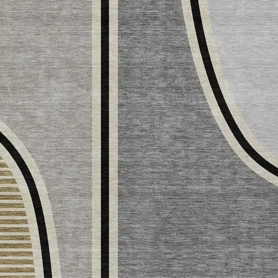 Gray And Silver Geometric Washable Indoor Outdoor Area Rug Photo 2