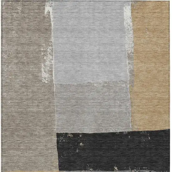 Gray And Silver Geometric Washable Indoor Outdoor Area Rug Photo 3