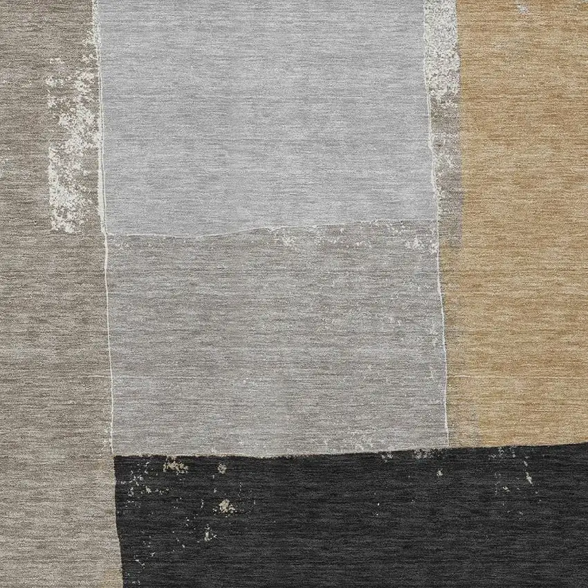 Gray And Silver Geometric Washable Indoor Outdoor Area Rug Photo 2